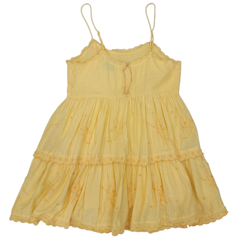 Urban Outfitters Hanna Embroidered Mini Dress Yellow Babydoll Sundress Women’s M - Picture 6 of 17